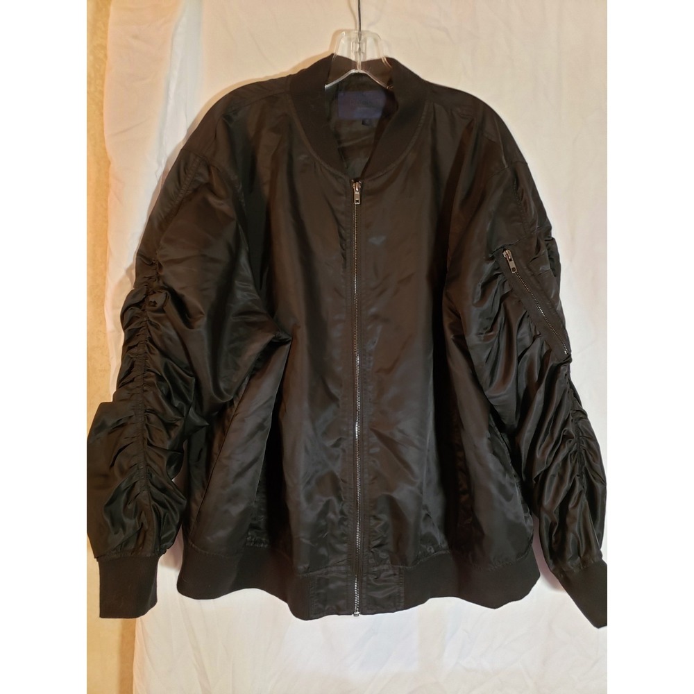 Women's Rachel Roy Black Zip Up Cinched Sleeves Jacket Size 3X